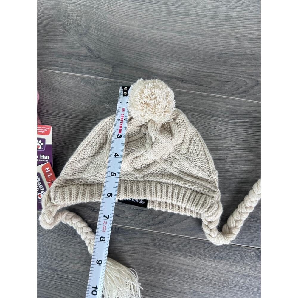 Heart to Tail Pet Winter Hats M/L Pink Cream Lot of 2 NEW NWT - Picture 5 of 6